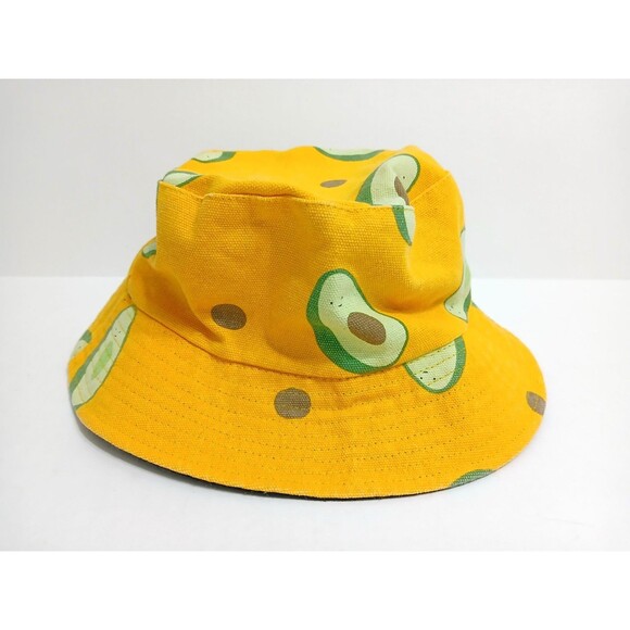 Avocado Bucket Yellow Summer Reversible Hat Boonie Sun Unisex Fruit Party Beach - Picture 4 of 6
